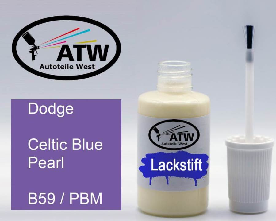 Dodge, Celtic Blue Pearl, B59 / PBM: 20ml Lackstift, von ATW Autoteile West.